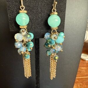 Charming Gold and Aqua Beaded Earrings